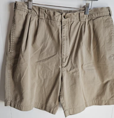 Shorts cargo Perry Ellis America masculino tamanho 38 cáqui bronzeado 100% algodão com zíper mosca  - Imagem 1 de 4