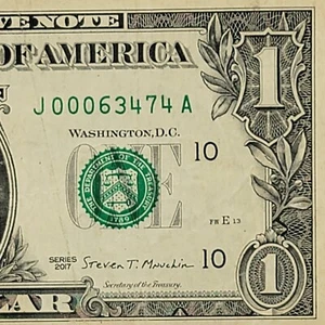Low Serial Number Fancy Serial Number One Dollar Bill J00063474A Triple 0s FW - Picture 1 of 8