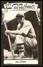 1973 TCMA ALL-TIME GREATS POSTCARDS - BILL TERRY NEW YORK GIANTS