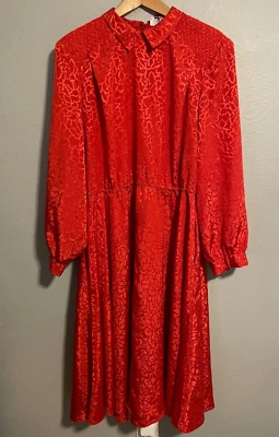 Vestido midi vintage para mujer talla XL rojo abstracto satinado antiguo secretario de dinero defectuoso Foto 1 de 4