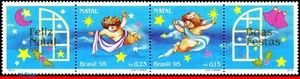 2567 BRAZIL 1995 CHRISTMAS, RELIGION, ANGELS, MI# 2683-84,SET MNH AND 2 LABELS - Picture 1 of 2