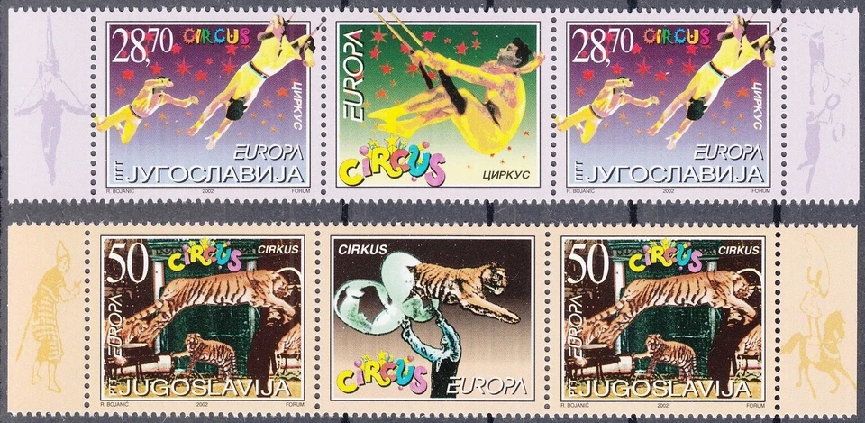 Yugoslavia Serbia 2002 - EUROPA CEPT sellos circo fila media ☀ MNH** Foto 1 de 1