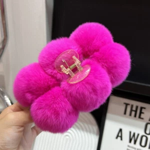 Big Fluffy Pom Shark Clip Extra Large Soft Plush Hair Claw Ponytail Hairpin Cute - Picture 1 of 36