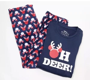 Disney Men's Cozy Jersey Top & Microfleece Pant PJ Set A547099 Navy Medium - Picture 1 of 3