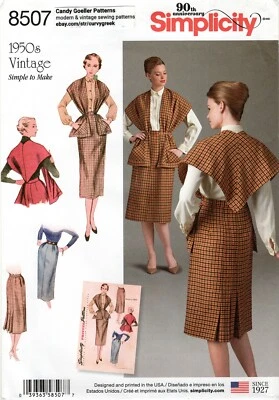 Falda Simplicity 8507 Vintage y Estola Forma Talla 16-24 SIN CORTAR Años 50 Patrón Repro Foto 1 de 4