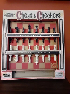 Cardinal Games Chess Checkers Plastic Vintage New - Image 1 of 3