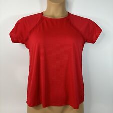 Athleta Top Perforated Red Short Sleeve Stretch Womens Small S