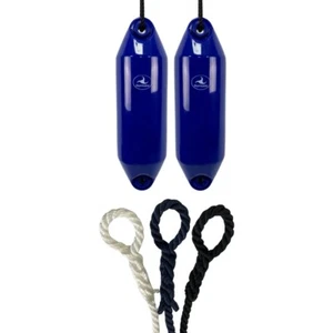 2 x HURRICANE Boat Fenders: Sea Blue PM02 - FREE SPLICED END 10MM ROPE - Picture 1 of 2