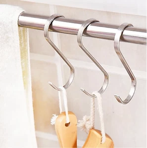 Flat S Type Hooks Bedroom Kitchen S Shaped Hanger Hook Stainless Steel - Picture 1 of 1