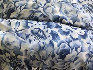 Laura Ashley Twin Reversible Comforter Blue/creamy white Stripes Floral Ruffled - Picture 1 of 5