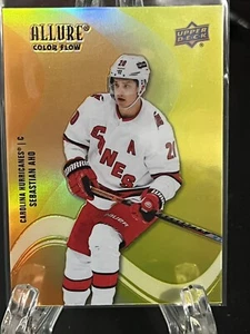 SEBASTIAN AHO-----2022-23 UPPER DECK ALLURE-----ORANGE--YELLOW----HURRICANES - Imagen 1 de 2