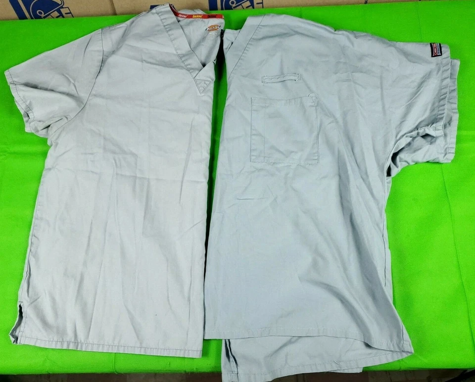 Lote de 2 Cherokee & Dickies Gris Unisex Hombre Mujer Scrub Tops Talla XL Foto 1 de 4