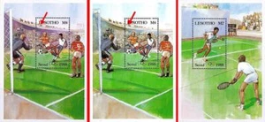 LESOTHO 1987 SEOUL OLYMPICS x3 S/S ** mnh  FOOTBALL TENNIS 💲FREE SHIPPING💲 - Picture 1 of 1