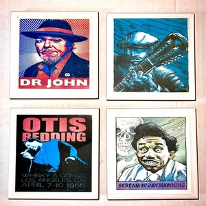 DIY 4 Handmade Ceramic & Felt Drink Coasters EARLY R&B SOUL Otis Screamin Jay H - Bild 1 von 6