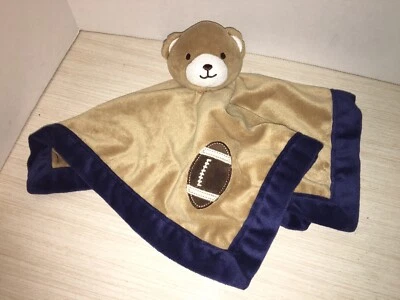 Tiddliwinks Brown Teddy Bear Football Baby Security Blanket Lovie Lovey Plush - Image 1 of 4