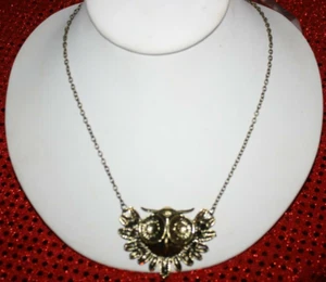 Collana gufo tono oro spazzolato donna bigiotteria moda nuova - Foto 1 di 3