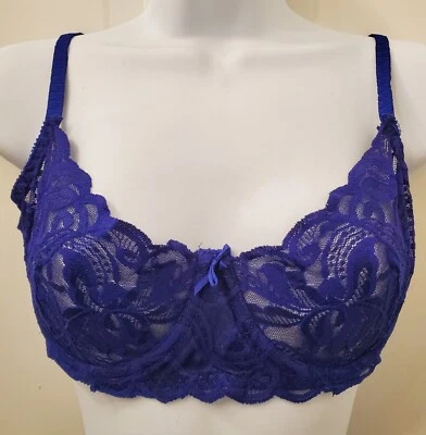 Balconette Victorias Secret Vintage Etiqueta Dorada 711 Púrpura Floral Encaje 36C Años 80 Foto 1 de 4