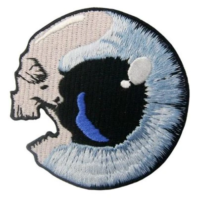 Embroidered Patches Iron Sew On Patches transfers Badges appliques skull eye 555 - Image 1 of 4
