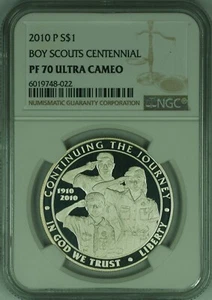 2010-P Boy Scouts Centennial Commemorative Silver Dollar Coin NGC PF-70 UCAM - Picture 1 of 2