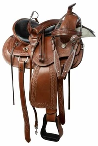 Premium Western Horse Pleasure Saddle Riding/Showman Saddle 14" to 16" Saddle - Picture 1 of 20