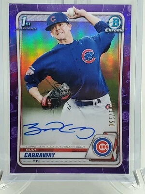 2020 BOWMAN CHROME DRAFT BURL CARRAWAY AUTO PURPLE REFRAFTOR 1/250!! CDA-BC - Image 1 of 2