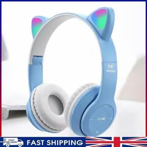 # Gaming Headset Cat Ear Over-Ear Headsets Stereo Bass for PC Phone (Blue)