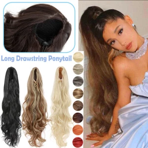 Drawstring Ponytail Thick Clip In Hair Extension Wrap Pony Tail Real As Human US - Picture 1 of 69