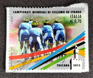 Francobollo Italia 2013 0,70€ Campionati Mondiali Ciclismo su Strada Usato - Foto 1 di 1