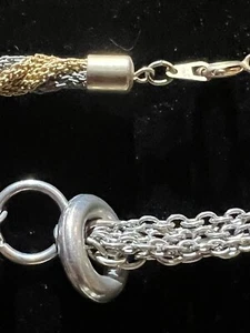 Vtg Necklace Lot One Multistrand Rings, Bolts Other Mesh Goldtone & Grey Choke - Picture 1 of 24