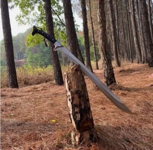 Handmade 32 inches Carbon Steel Hunting/ Camping Sword with Leather sheath - Picture 1 of 4