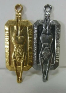 2 1940's Cedar Point on Lake Erie Souvenir Diving Lady Charms- NOS - Picture 1 of 2