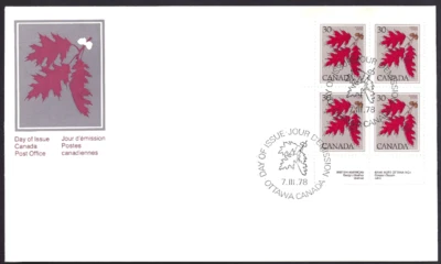 Canada    # 720 LLpb    " RED OAK TREE "      Brand New  1978  Block Issue - Image 1 of 2