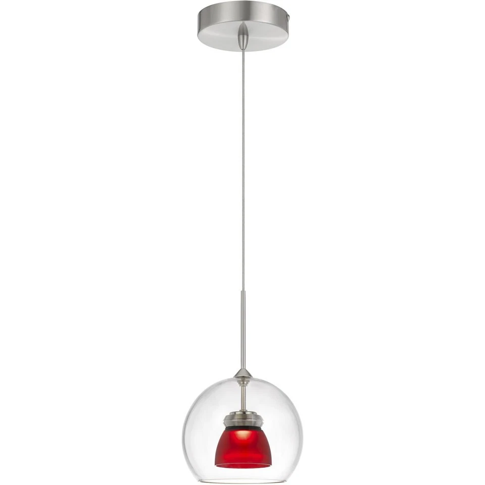 CAL Lighting & Accessories UP-335-CL-REDFR Double Glass Mini Pendant Frosted Red - Image 1 of 2