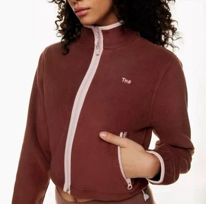 Aritzia TNA Sno Polar Zip Up Fleece Jacket Maroon Brick Red. Size Small - Picture 1 of 11