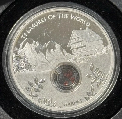 2013 1 Oz .999 Silver  $1 Treasures of the World: Garnet Locket Coin Garnet Gems - Image 1 of 4