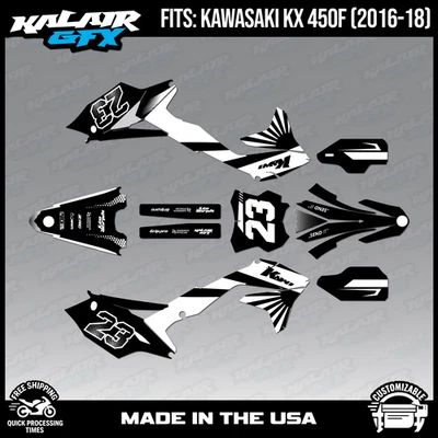 Kit de gráficos para Kawasaki KX450F (2016-2018) KX 450F serie FH - blanco Foto 1 de 4