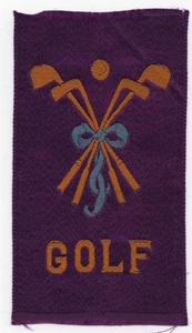 1915 Golf Tobacco Silk SC12 C Antique Golf Ball & Clubs Canadian ITC Card Purple - Picture 1 of 2