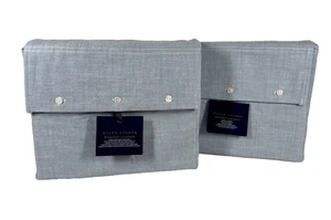 Ralph Lauren Queen Workshirt Chambray Sheet Set Blue 100% Cotton Bedding - Picture 1 of 15