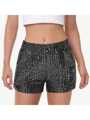 Women's Sparkly Sequin Shorts Elastic Waist Summer Straight Leg Glitter Party Sh - Изображение 1 из 4