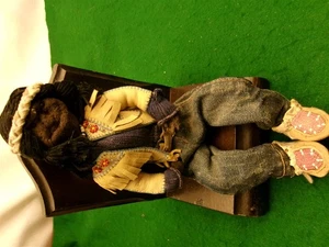 Native apple face man warrior leather jacket beaded moccasins amazing detail - Picture 1 of 6