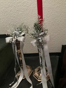 Weihnachten 2 Kerzenkränze Kerzenleuchterauflagen silber - Bild 1 von 5