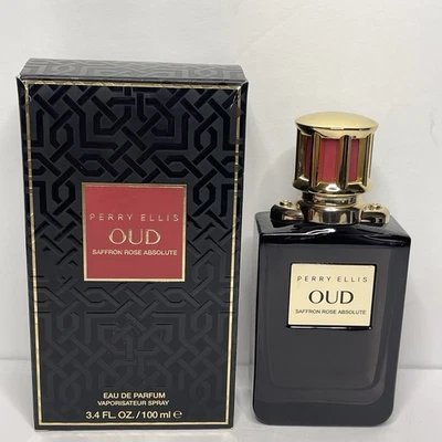Perry Ellis OUD Rosa Azafrán Absoluto 3.4oz EDP Unisex Spray NUEVO en Caja Foto 1 de 3
