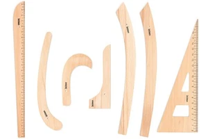 7 Piece Beech Wood Sewing Ruler Set, Vintage Vary Form Wooden Curve Ruler for... - Picture 1 of 6