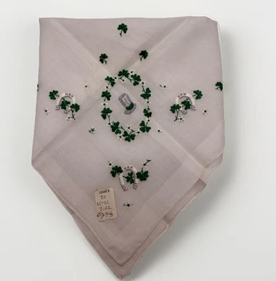 Sombrero irlandés bordado vintage Hanky Suiza día de San Patricio tréboles suerte Foto 1 de 4