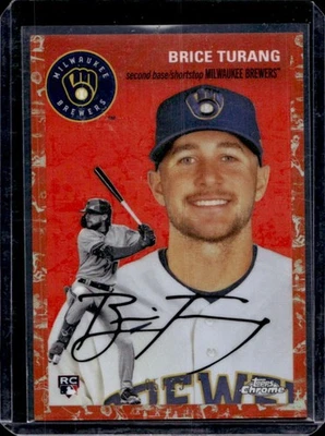 2023 Topps Chrome Platinum Brice Turang RC Toile White/Orange Refractor #5/25 - Image 1 of 2