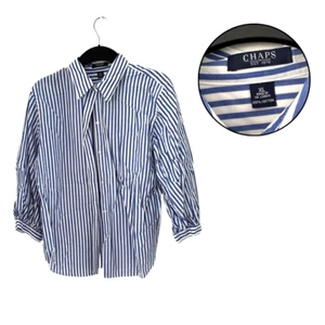 Camisa para mujer Chaps XL azul a rayas informal top botón delantero calce clásico - Imagen 1 de 4
