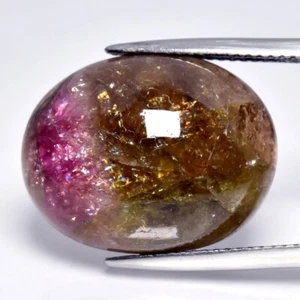 💎 18.83ct Oval Cabochon Natural Pink Green Tourmaline - Unheated Mozambique Gem - Imagen 1 de 4