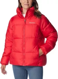 Columbia Mujer Puffer Chaqueta Pufffect Abrigo de Invierno Rojo Brillante Lirio Talla Grande - Imagen 1 de 11