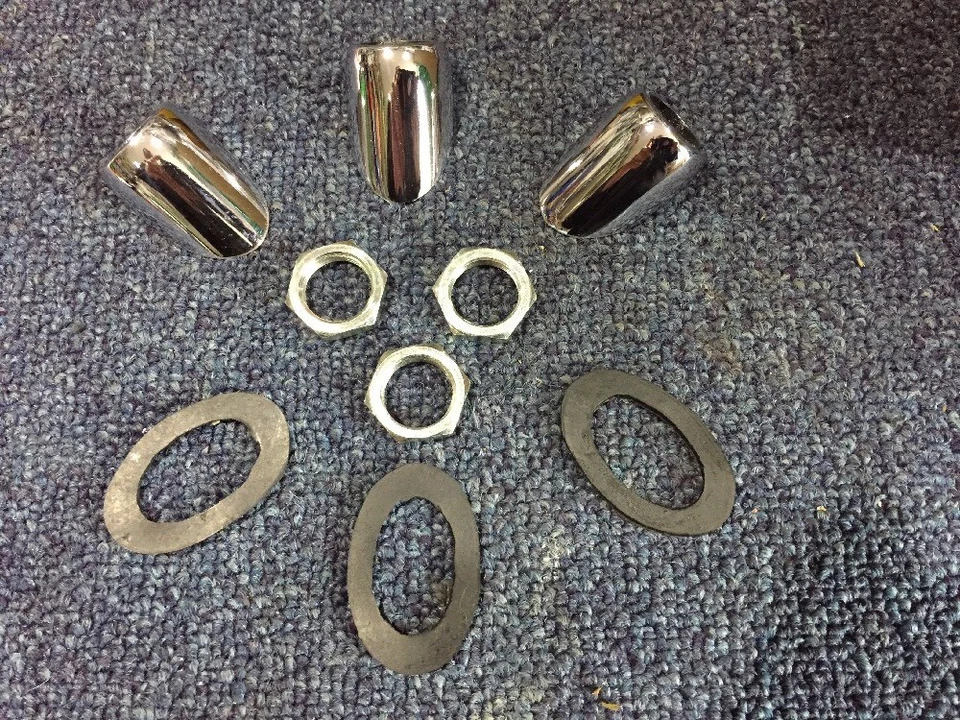 JAGUAR E-TYPE '61-'75 WINDSCREEN WIPER CHROME BEZEL MOUNTING KITS x 3 (GAC1021) - Image 1 of 1