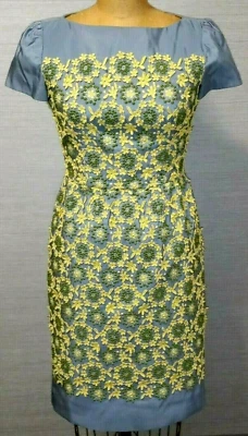 HERMOSO VESTIDO PRADA MILANO ITALIA FLORAL AZUL/AMARILLO SEDA/ALGODÓN TALLA S Foto 1 de 4